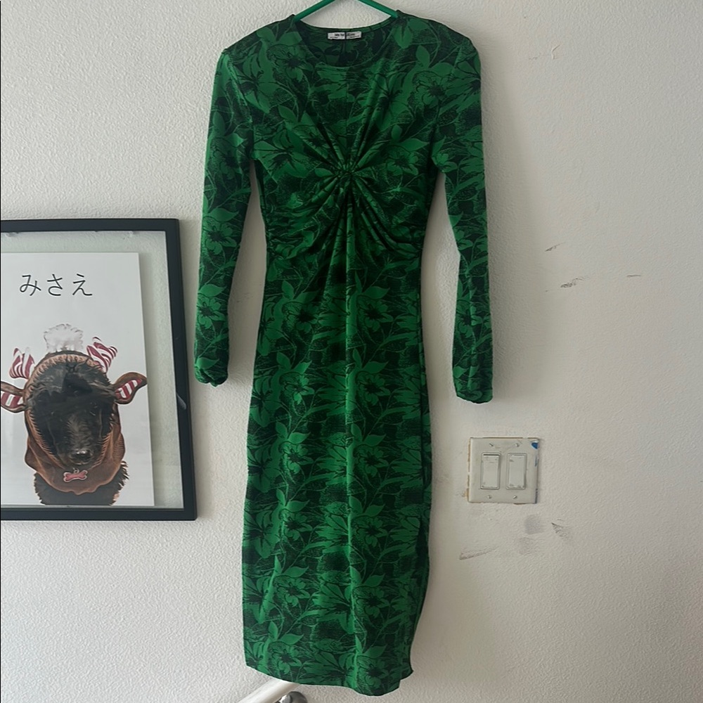 Elegant Green Floral Dress